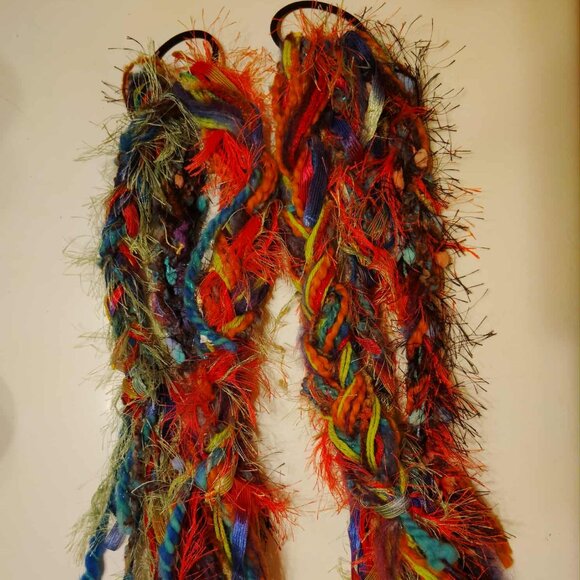 Pony Tail Holders  Multicolor  Multi-Strand  Braided Handmade  Festival Rave 15" - Picture 1 of 3